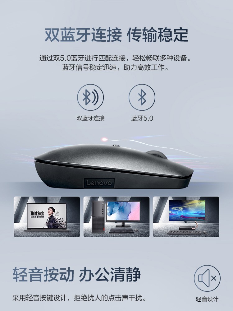 联想（Lenovo）ThinkPad双蓝牙鼠标 联想笔记本电脑办公鼠标 4Y50X88822