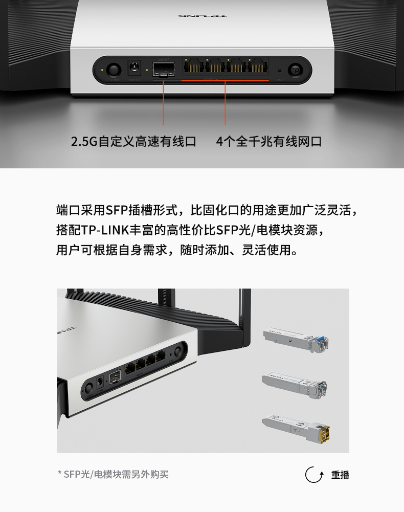 TP-LINK AX5400双频千兆无线路由器 WiFi6工业家用路由 Mesh 2.5G自定义端口 XDR5480易展Turbo版