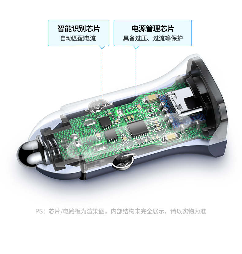 绿联 车载充电器 苹果PD30W快充头一拖二汽车点烟器充电器车载USB转换器 支持iPhone13/12华为小米车充 40858