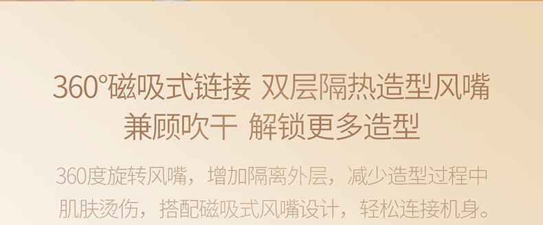 小适（showsee）电吹风机 家用不伤发便携大功率2000万VC精华负离子 VC200-W