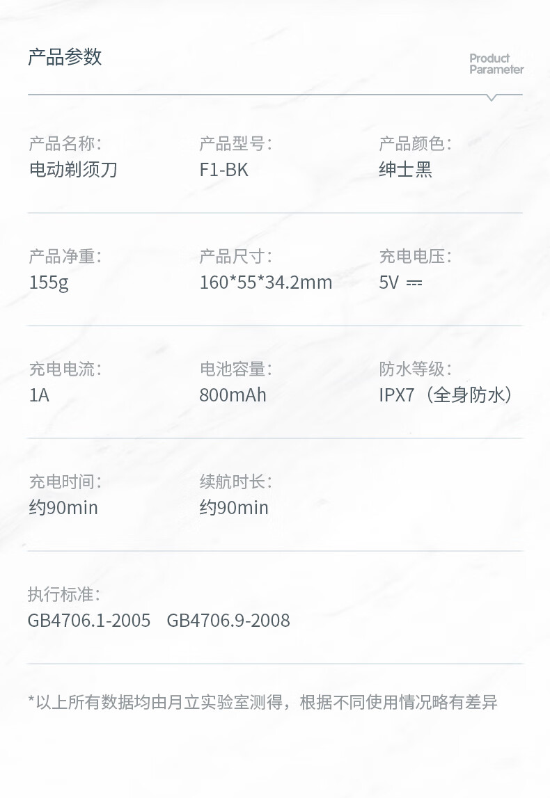小适（showsee）剃须刀电动刮胡刀便携三刀头 男士全身水洗干湿两用 3D贴面浮动F1-BK