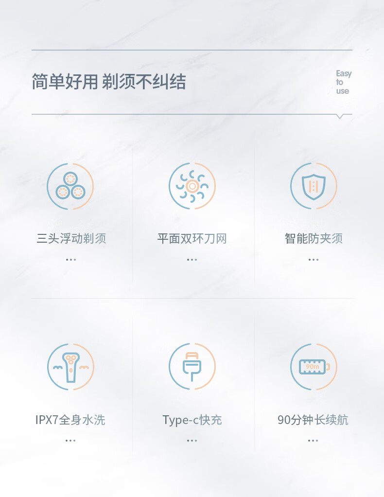 小适（showsee）剃须刀电动刮胡刀便携三刀头 男士全身水洗干湿两用 3D贴面浮动F1-BK