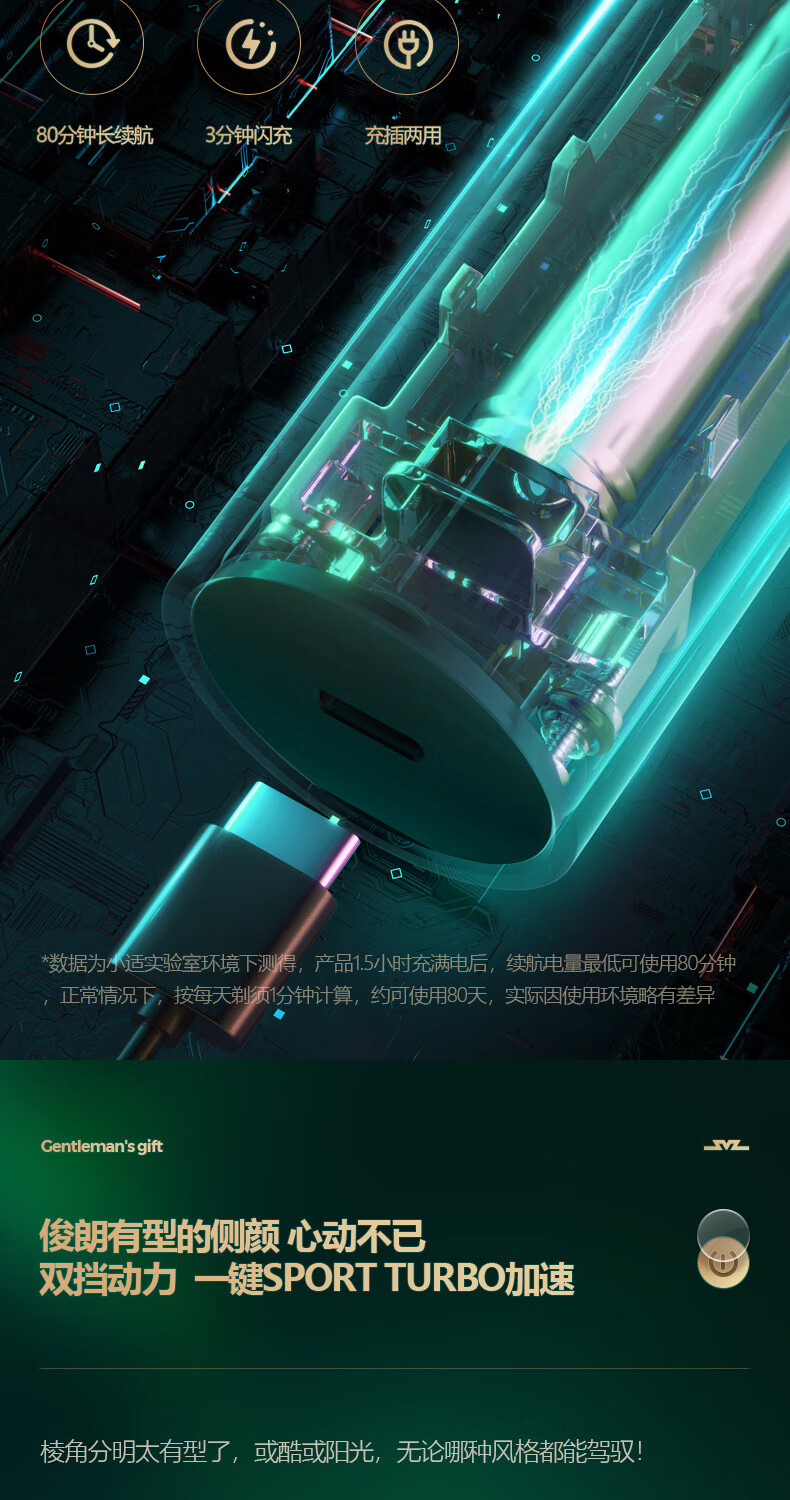 小适（showsee）全身水洗男士剃胡LED显示屏360°浮动刀头剃须刀F305-G