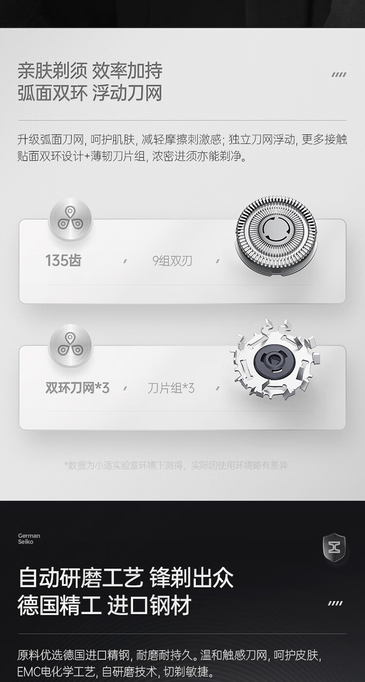 小适（showsee）全身水洗男士剃须刀LED显示屏360°5D浮动刀头刮F305-GY