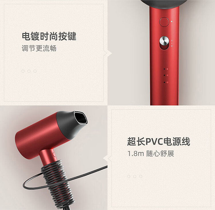 小适（showsee）家用大功率 吹风筒磁吸风嘴  负离子恒温护发电吹风机 快干 A5-R