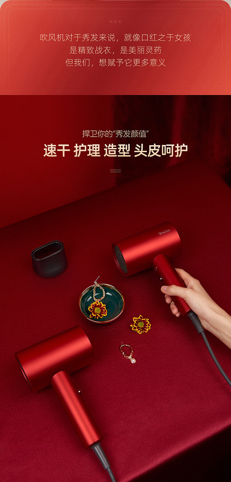 小适（showsee）家用大功率 吹风筒磁吸风嘴  负离子恒温护发电吹风机 快干 A5-R