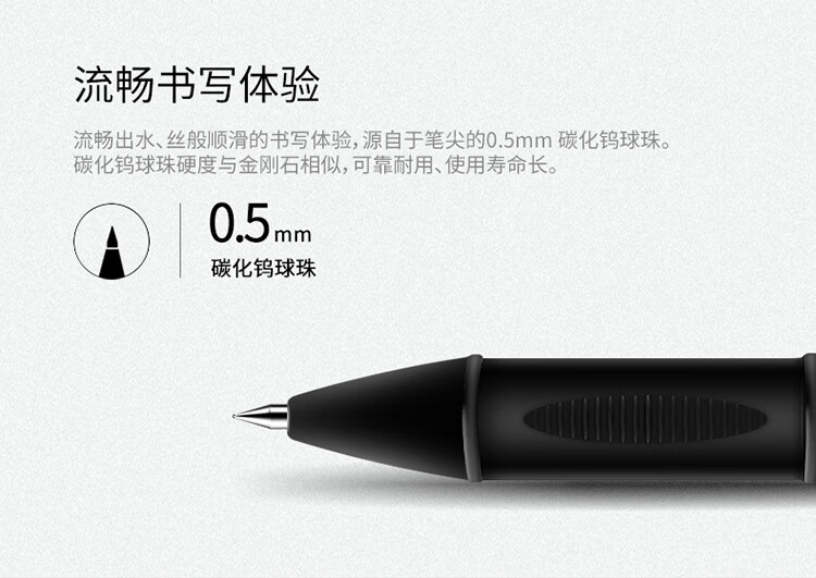 得力（deli）黑色中性笔0.5mm水笔签字笔 办公用品 子弹头磨砂杆12支/盒 2盒装 S65