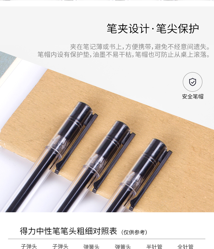 得力（deli）0.5mm子弹头中性笔 磨砂杆黑色水笔 商务签字笔 碳素水笔 12支盒装 S114