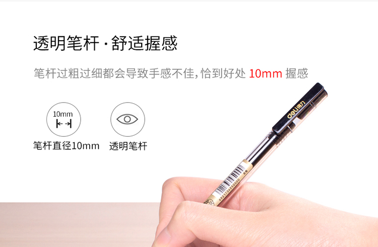 得力（deli）0.5mm子弹头中性笔 磨砂杆黑色水笔 商务签字笔 碳素水笔 12支盒装 S114