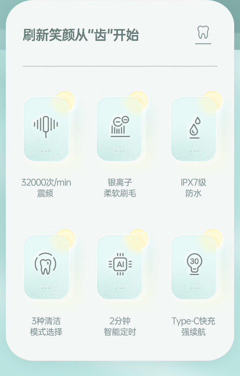 小适（showsee）声波电动牙刷成人  3种模式声波震动牙刷情侣款D3-G