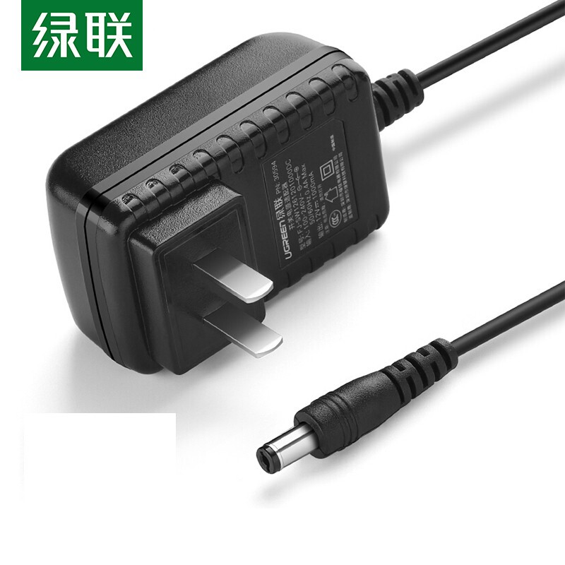 绿联（UGREEN）12V1A电源适配器 DC多功能充电器 外径5.5mm内径2.1mm 黑 CD263 30594