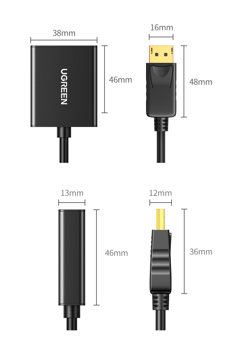 绿联（UGREEN）DP转VGA转换器 Displayport转VGA母头高清转接头线 电脑接显示器投影仪线 铝合金款 20414
