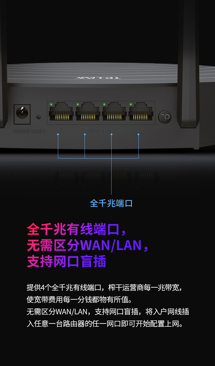 TP-LINK 普联双千兆路由器 mesh分布路由 1900M家用无线 六信号放大器 5G双频 WDR7661千兆易展 IPv6 WDR7660