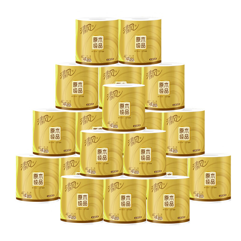 清风B20ASJ1原木金尊4层加厚125g有芯卷纸20卷