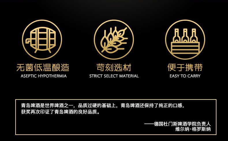 青岛啤酒（TSINGTAO）黑啤12度500ml*12罐啤整箱装