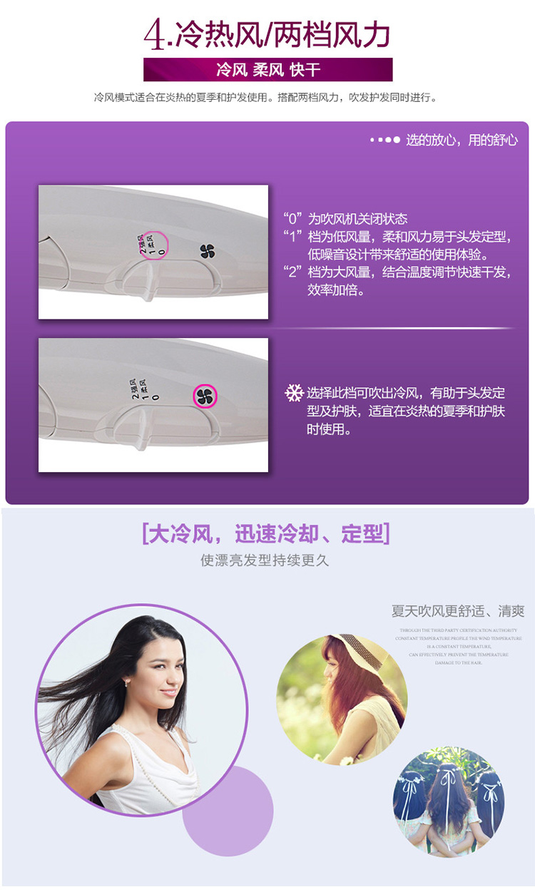 松下（Panasonic）电吹风EH-NE24-D405 负离子功能 恒温柔风模式 家用吹风机 桔色