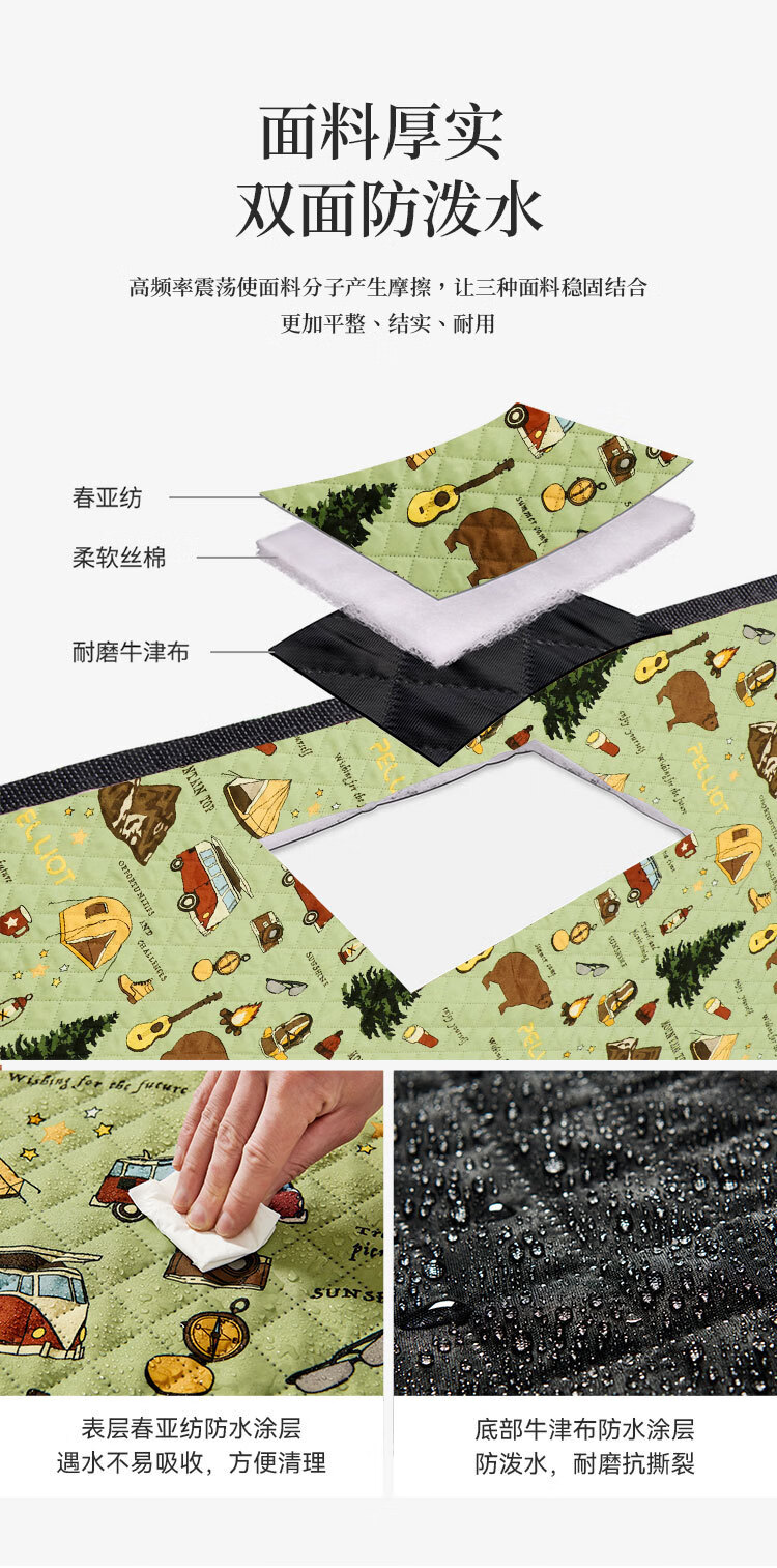 伯希和野餐垫便携户外露营春游垫子防水防潮垫野餐布 云杉绿180*200