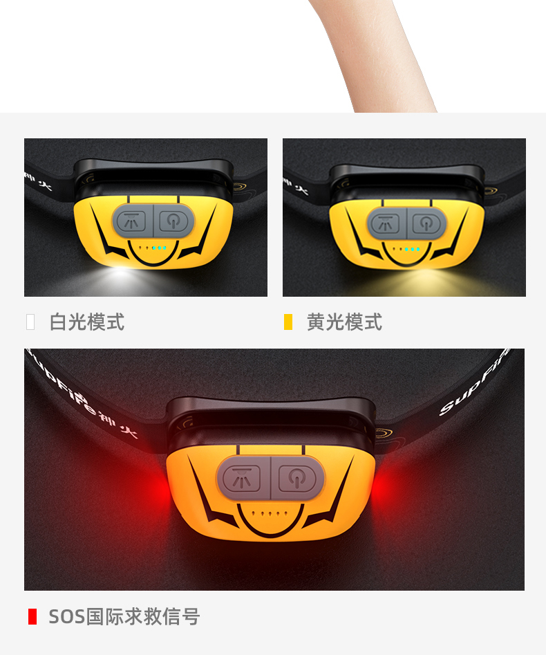 神火（supfire）HL05-S感应头灯LED强光远射充电头戴式钓鱼夜钓户外防水超长续航矿灯