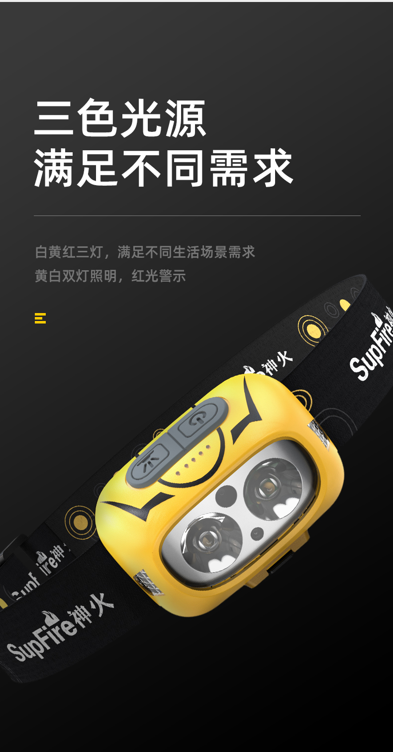 神火（supfire）HL05-S感应头灯LED强光远射充电头戴式钓鱼夜钓户外防水超长续航矿灯