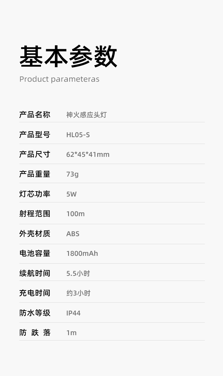 神火（supfire）HL05-S感应头灯LED强光远射充电头戴式钓鱼夜钓户外防水超长续航矿灯