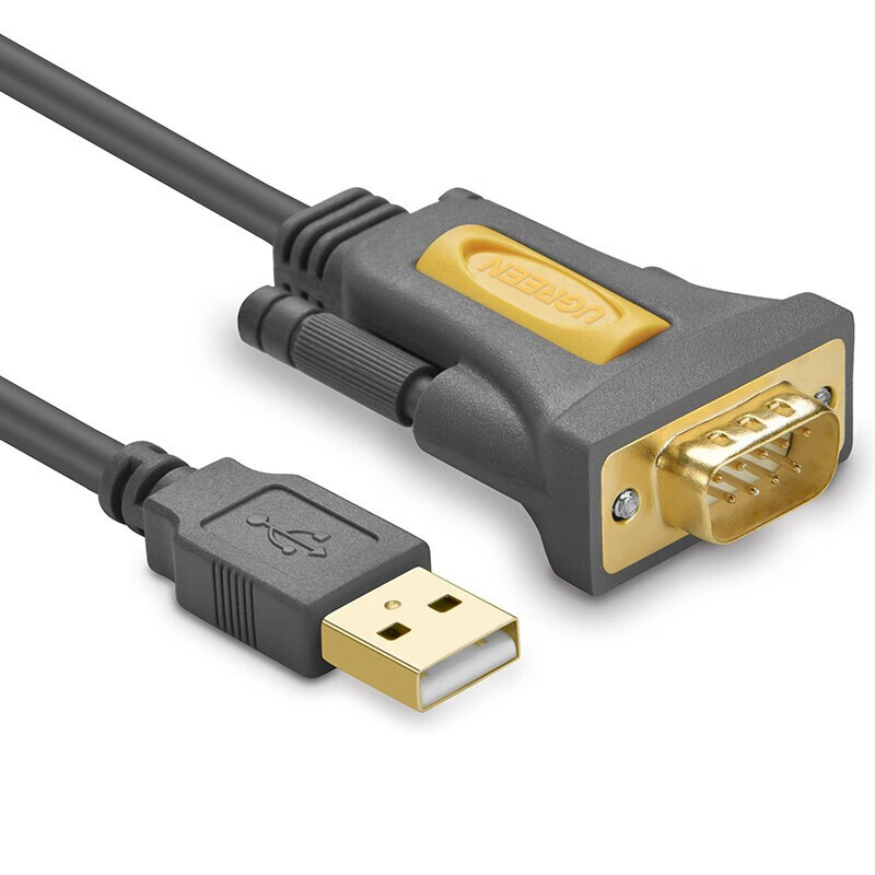 绿联 USB转串口DB9 RS-232公对公线输入USB 2.0 A 输出DB9 公头螺柱彩盒包装 2米 20222