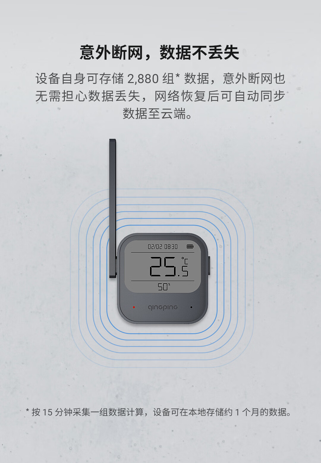 青萍（Qingping）商用温湿度计 E NB-IoT版 工业高精度温湿度记录仪 可外接探头智能远程无线超限报警