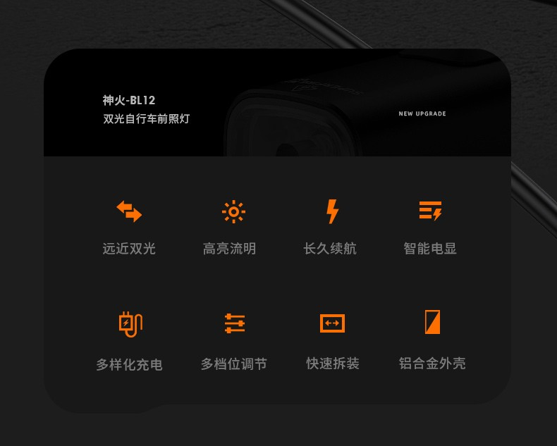 神火（supfire）BL12双灯自行车灯前灯充电led户外防水夜骑公路强光手电筒超亮山地车骑行装备