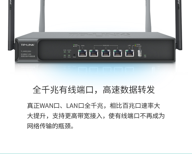 TP-LINK 普联1200M 5G双频无线企业级路由器WDR7660 wifi穿墙/VPN/千兆端口/AC管理 TL-WVR1200G