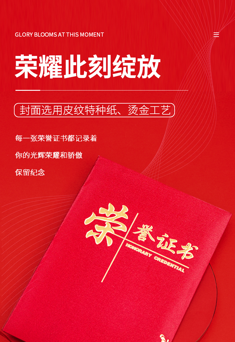 得力（deli）6K荣誉证书 特种纸封面附内芯15张 24833 10本装