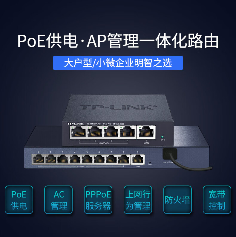 TP-LINK 普联PoE供电·AP管理一体化企业级有线路由器 WDR7660无线AP控制器 TL-R470GP-AC 5口千兆