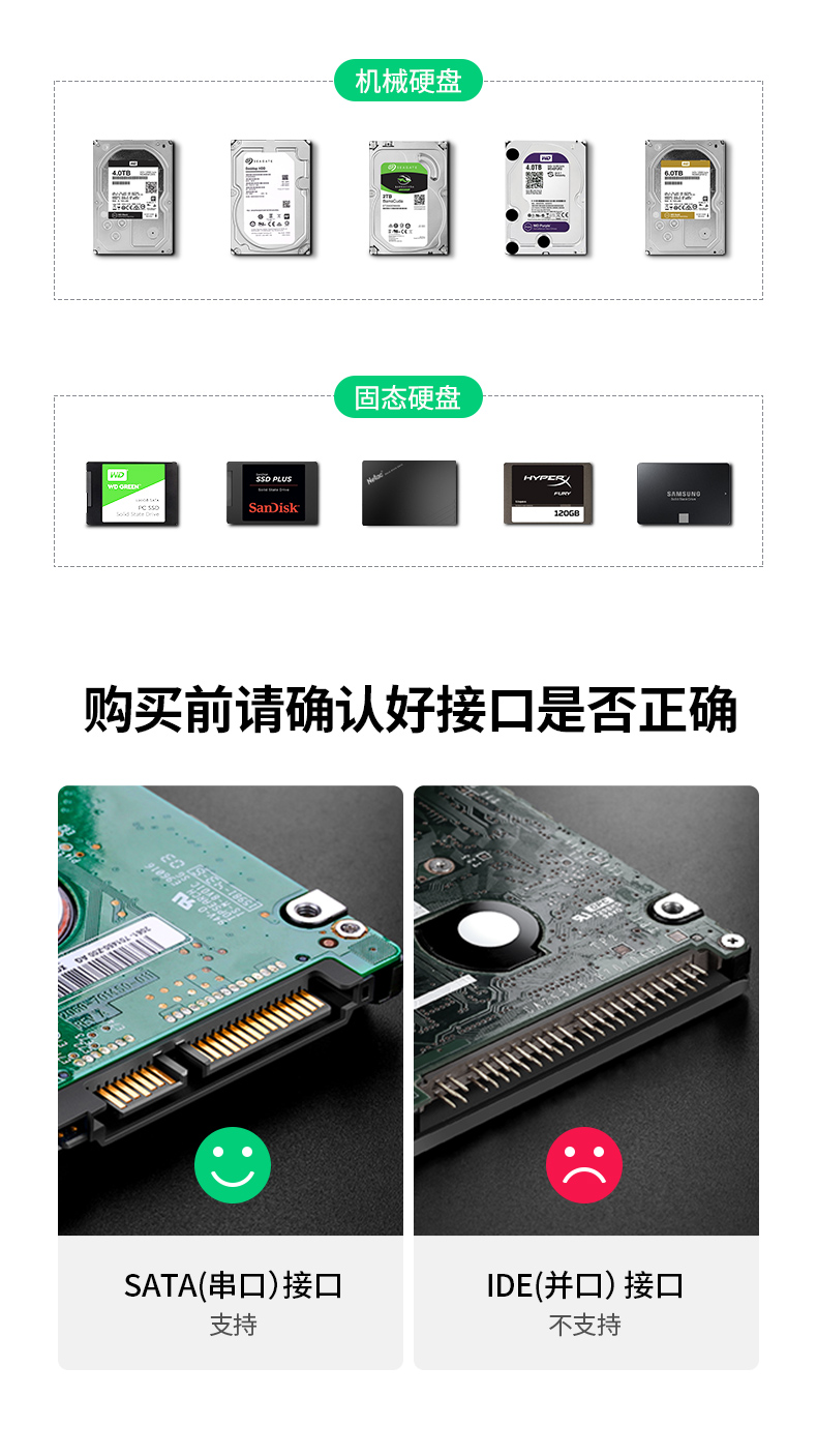 绿联（UGREEN）Type-C移动硬盘盒2.5英寸 USB3.1 SATA串口笔记本台式机外置壳  黑色 CM479 30731