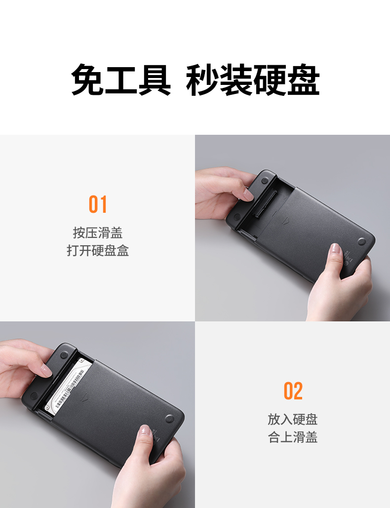 绿联（UGREEN）USB移动硬盘盒2.5英寸 SATA串口 USB3.0 外置固态机械ssd硬盘壳子 USB款 CM352 80555