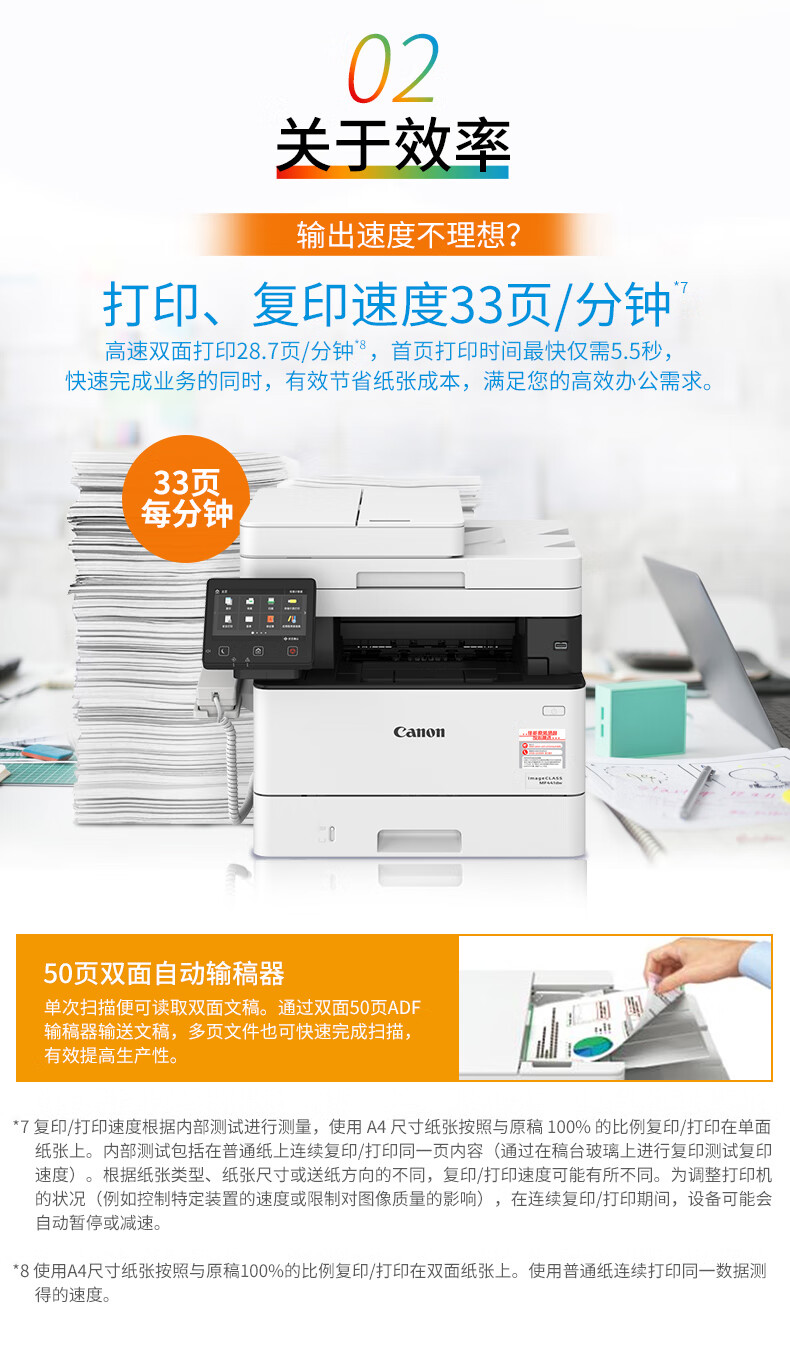 佳能（Canon）黑白激光A4打印机复印机扫描双面商用办公一体机 MF441dw(U盘打印+传真+33页/分钟)
