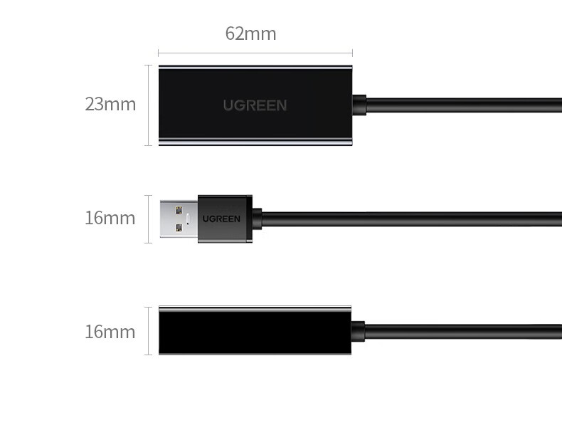 绿联（UGREEN）USB3.0转千兆网口 有线网卡RJ45接口转换器  USB3.0千兆网卡【铝壳款】深空灰 CM209 50922