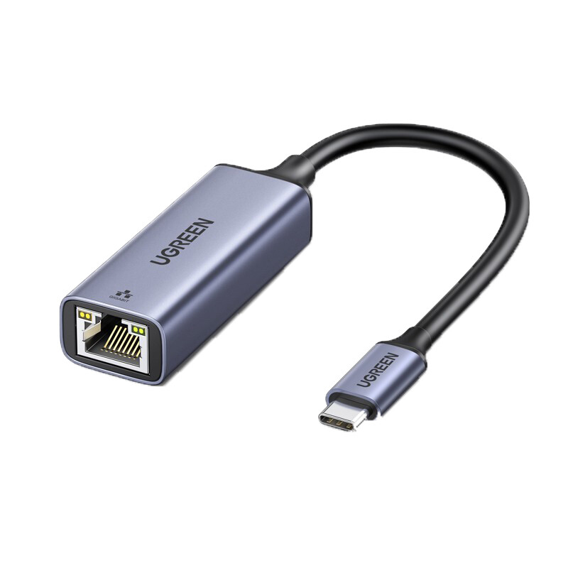 绿联（UGREEN）Type-C百兆有线网卡 USB-C转RJ45网口转换器网线转接头  深空灰 CM199 50736