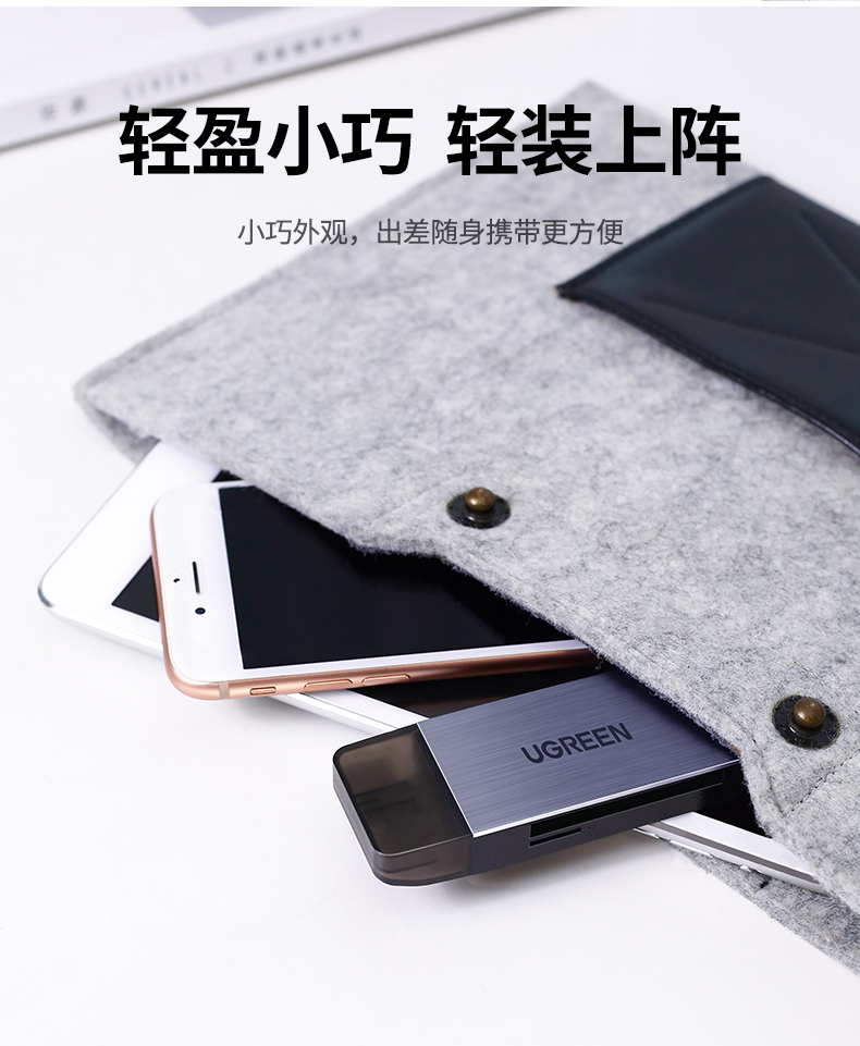 绿联（UGREEN）USB3.0高速读卡器 多功能合一读卡器  多卡多读 CM180 50541