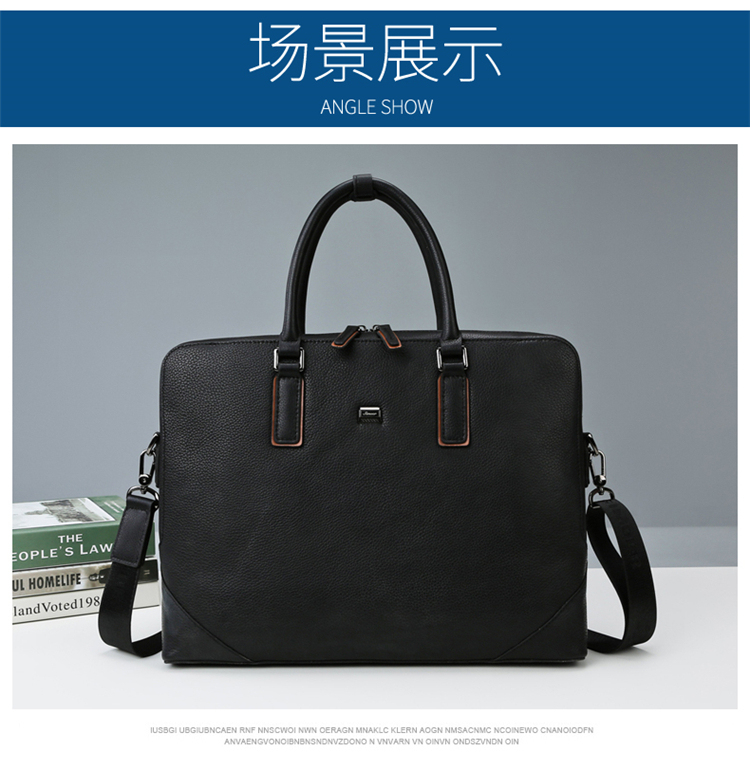 斯莫尔（SIMOER）SL-1901头层真皮公文包男士公文手提包 商务休闲皮包文件包收纳资料包