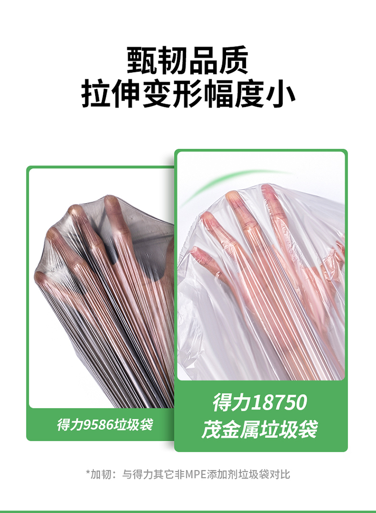 得力（deli）茂金属垃圾袋45*50厚0.01mm 加厚耐用 垃圾分类 办公用品 18750 银色(5卷/包) 3包装
