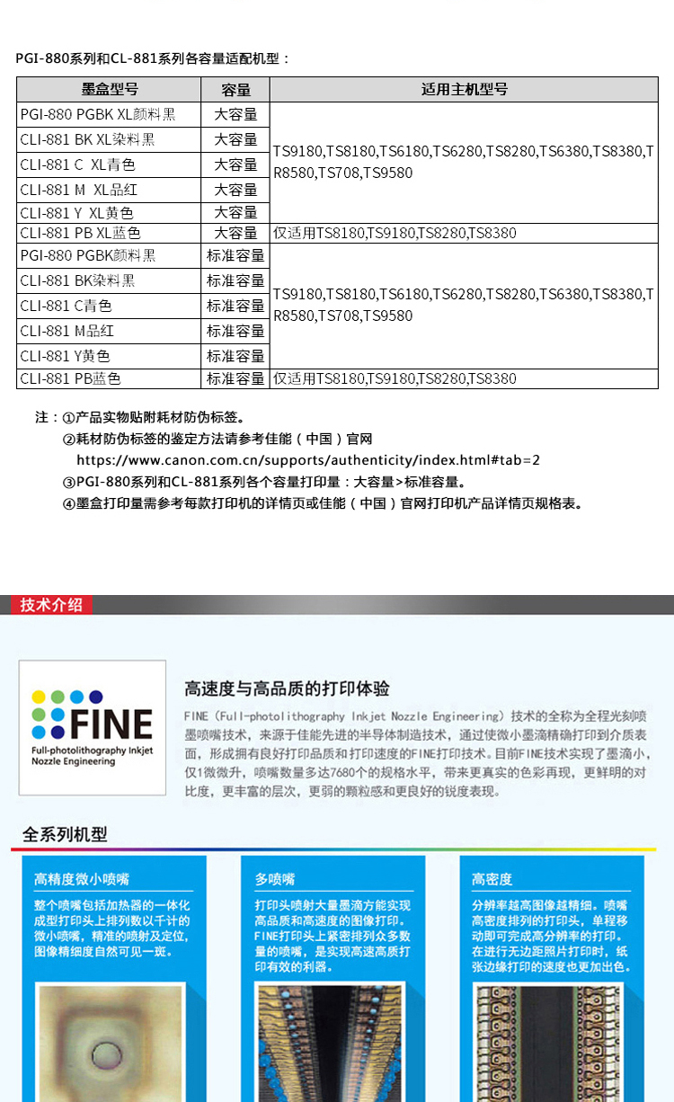 佳能（Canon）PGI-880XL PGBK 大容量黑色墨盒(适用TS9580/TS9180/TS8380/TS708t/TS708/TS6380/TR8580)