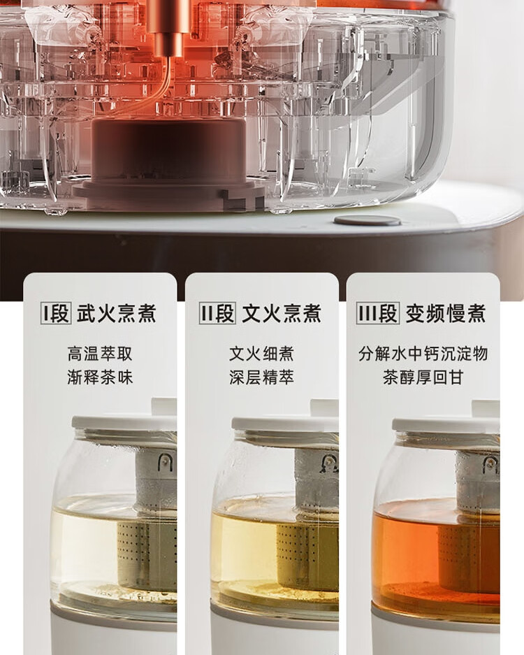 小熊（Bear）煮茶器 0.5L蒸汽喷淋式电水壶 烧水壶 花茶壶 带茶杯+茶盘 ZCQ-A05S1小熊