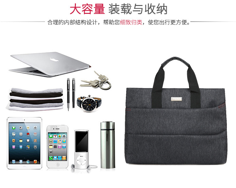 斯莫尔（SIMOER）SL-532 蓝色休闲商务公文包男大容量牛津布手提包文件包拉链会议包