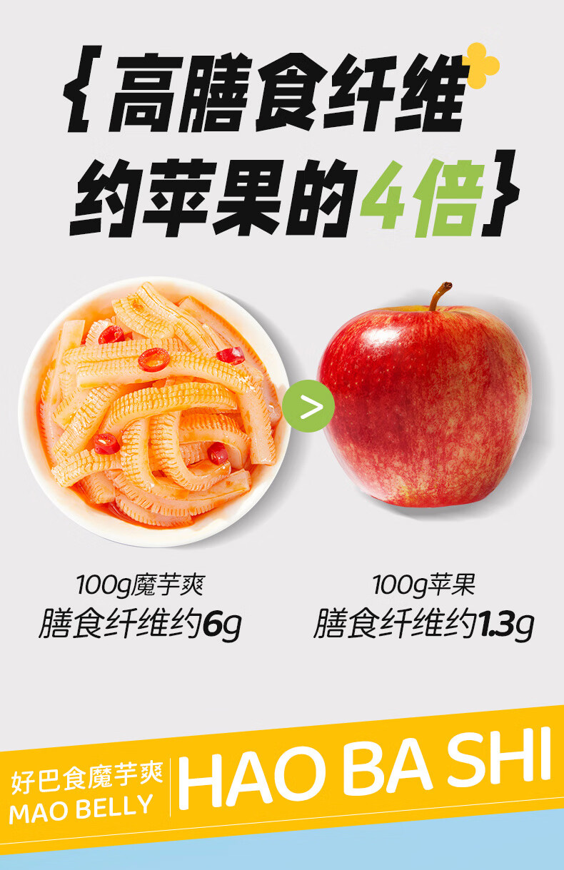 好巴食低脂魔芋爽145g*3袋（酸菜/香辣/藤椒各一袋）办公聚会休闲小零食混合装