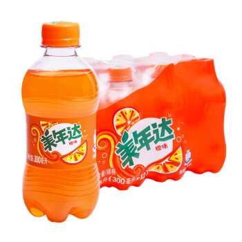 美年达橙味汽水 碳酸饮料整箱 300ml*12瓶