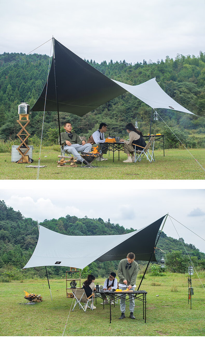 Naturehike挪客黑胶六角帐篷天幕防晒防泼水户外露营NH20TM087海沫石绿