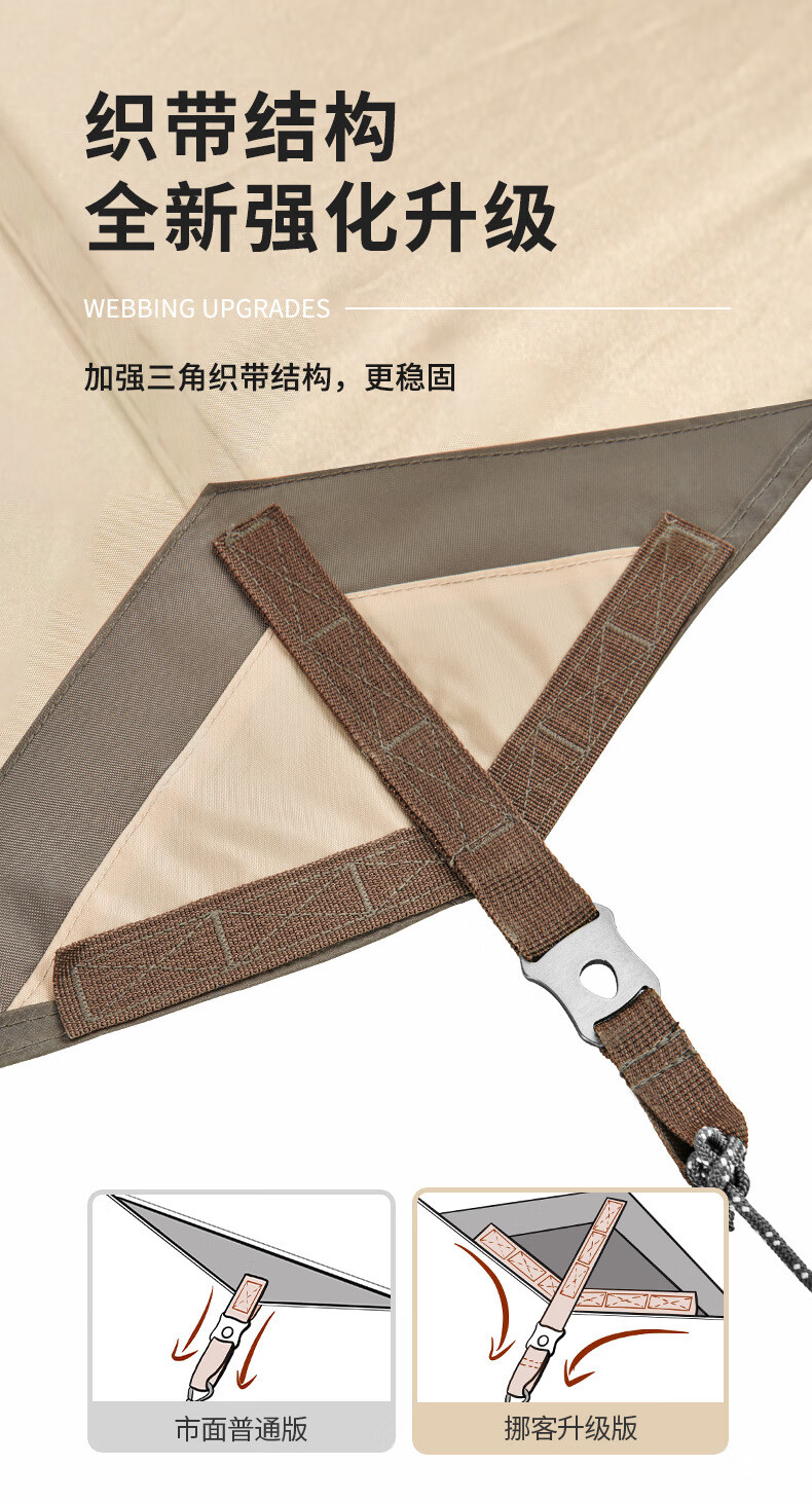Naturehike挪客硬山4-6人多人帐篷天幕户外露营野营防雨防晒遮阳棚NH20TM006涂银版-流沙金（六边形3*4.38）