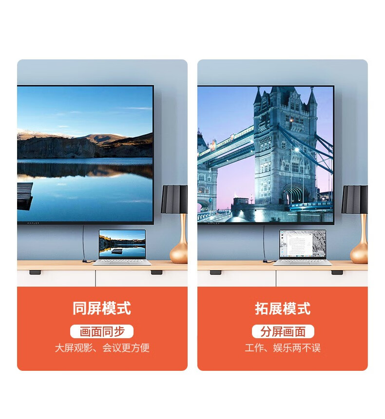 绿联 HDMI转VGA线转换器 高清转接头适配器 笔记本电脑机顶盒子连电视显示器PPT投影仪线 黑 60738