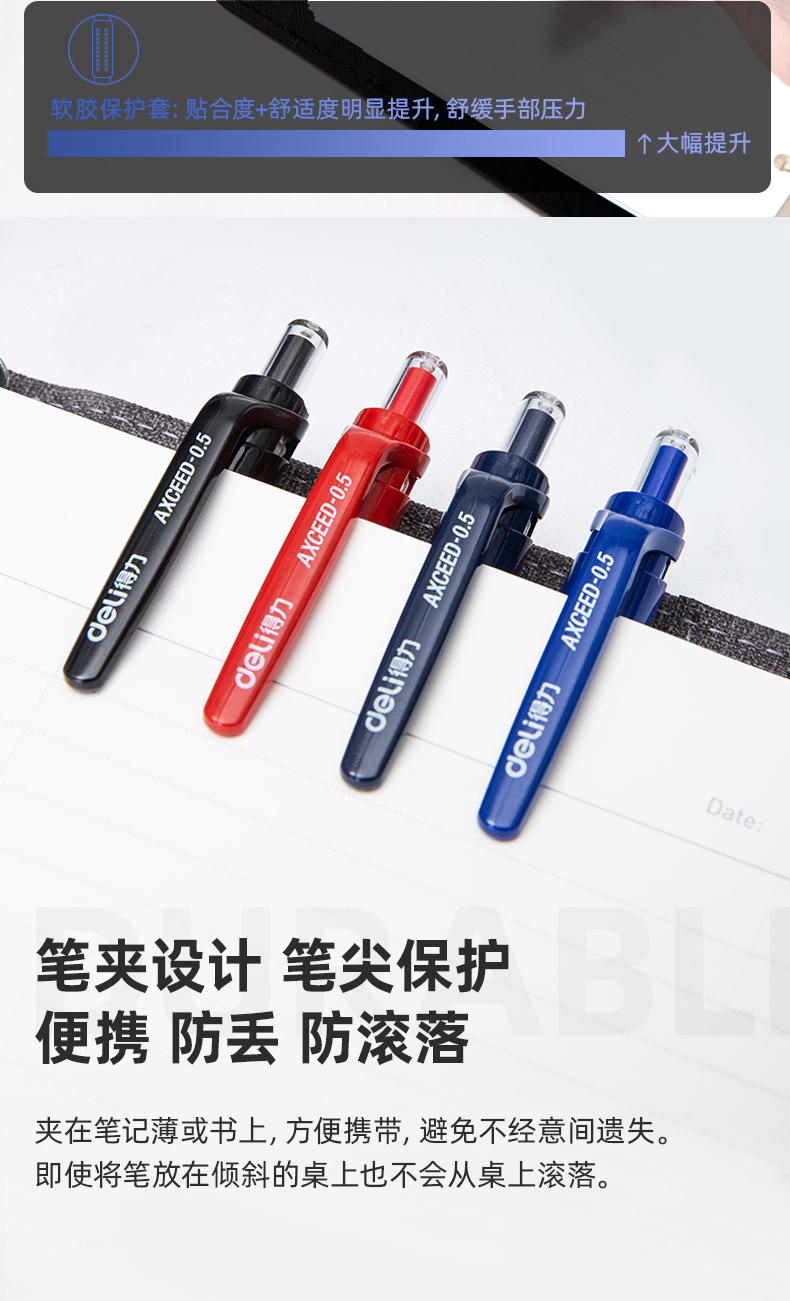 得力（deli）中性笔子弹头经典按动中性笔水笔签字笔 办公学习用笔 0.5mm (黑) 12支装 S01