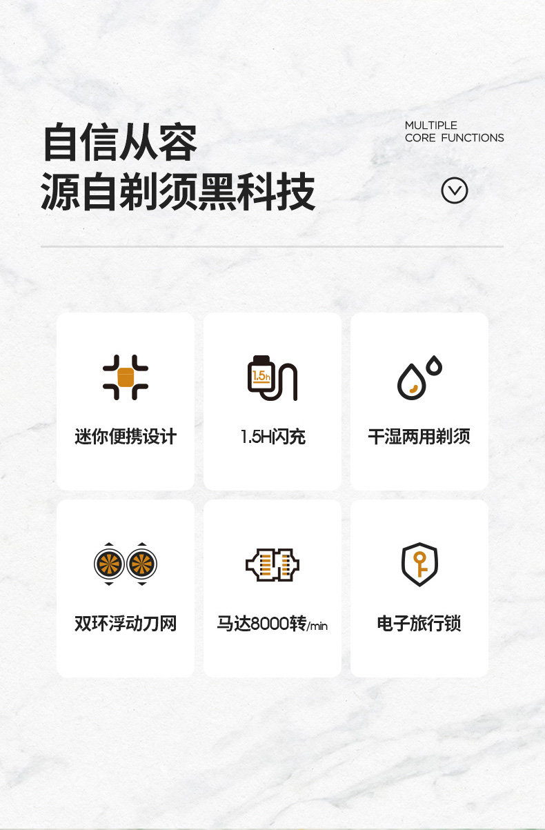 西屋(Westinghouse)男士电动剃须刀便携迷你刮胡刀 全身水洗 R206