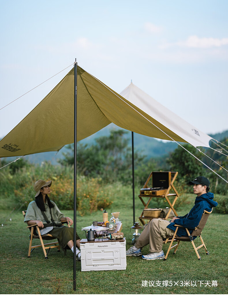 Naturehike挪客碳纤维天幕杆2.4米4节铝合金帐篷门厅支撑杆配件NH21YW137黑色/L