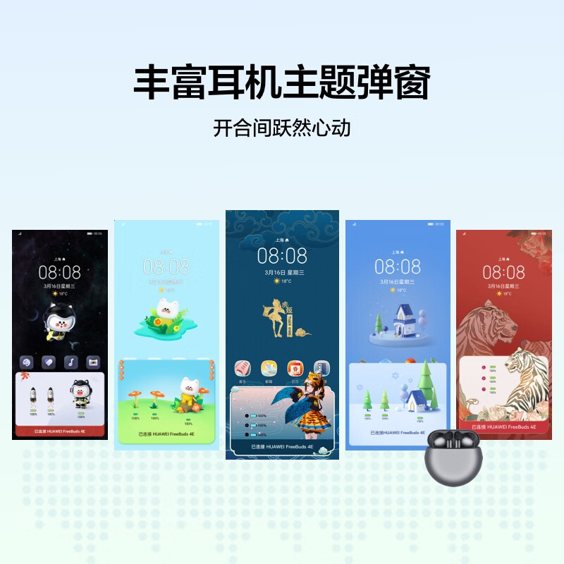 华为 FreeBuds 4E冰霜银无线耳机半开放主动降噪真无线蓝牙入耳式耳机  有线充版